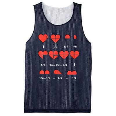 Valentines Day Fractions Heart Funny Math Teacher Mesh Reversible Basketball Jersey Tank