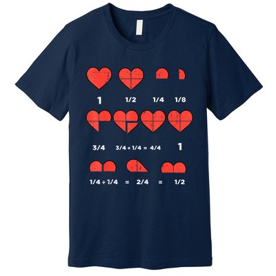 Valentines Day Fractions Heart Funny Math Teacher Premium T-Shirt