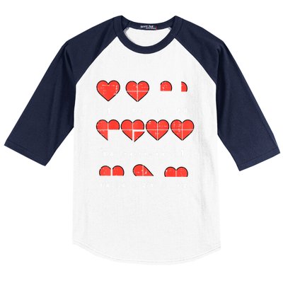 Valentines Day Fractions Heart Funny Math Teacher Baseball Sleeve Shirt