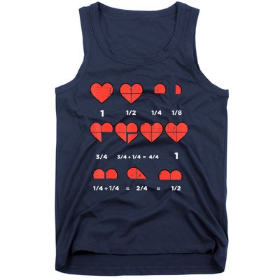 Valentines Day Fractions Heart Funny Math Teacher Tank Top