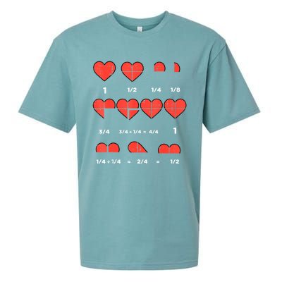 Valentines Day Fractions Heart Funny Math Teacher Sueded Cloud Jersey T-Shirt