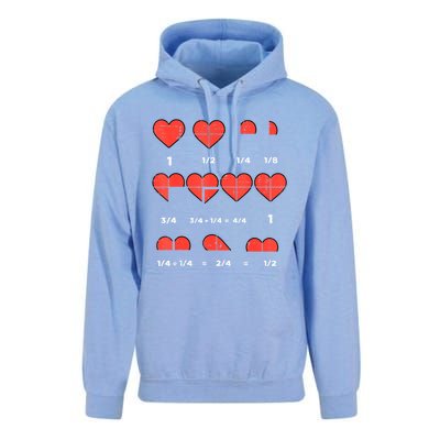 Valentines Day Fractions Heart Funny Math Teacher Unisex Surf Hoodie