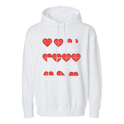 Valentines Day Fractions Heart Funny Math Teacher Garment-Dyed Fleece Hoodie