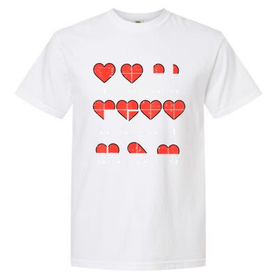 Valentines Day Fractions Heart Funny Math Teacher Garment-Dyed Heavyweight T-Shirt