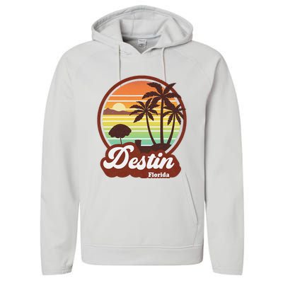 Vintage Destin Florida FL 80s Beach Souvenir Palm Tree Performance Fleece Hoodie