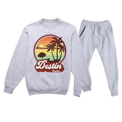 Vintage Destin Florida FL 80s Beach Souvenir Palm Tree Premium Crewneck Sweatsuit Set