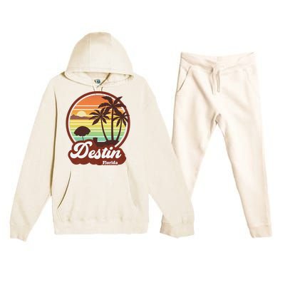 Vintage Destin Florida FL 80s Beach Souvenir Palm Tree Premium Hooded Sweatsuit Set