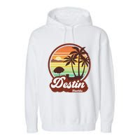 Vintage Destin Florida FL 80s Beach Souvenir Palm Tree Garment-Dyed Fleece Hoodie