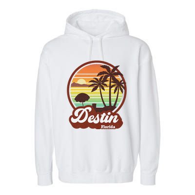 Vintage Destin Florida FL 80s Beach Souvenir Palm Tree Garment-Dyed Fleece Hoodie