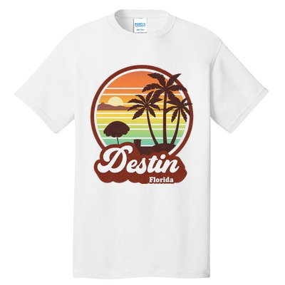 Vintage Destin Florida FL 80s Beach Souvenir Palm Tree Tall T-Shirt