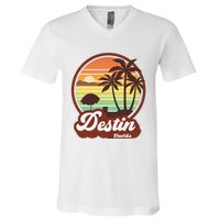 Vintage Destin Florida FL 80s Beach Souvenir Palm Tree V-Neck T-Shirt