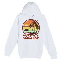 Vintage Destin Florida FL 80s Beach Souvenir Palm Tree Premium Pullover Hoodie