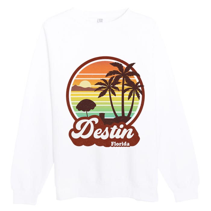 Vintage Destin Florida FL 80s Beach Souvenir Palm Tree Premium Crewneck Sweatshirt