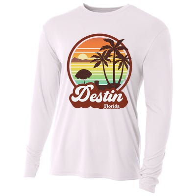 Vintage Destin Florida FL 80s Beach Souvenir Palm Tree Cooling Performance Long Sleeve Crew