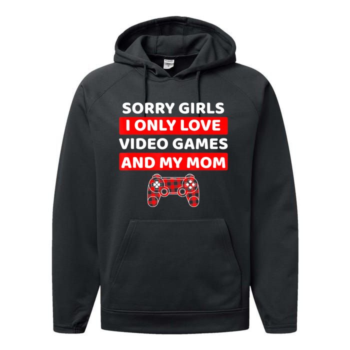 Valentines Day For Video Games Funny Gamer Performance Fleece Hoodie