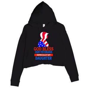 Veteran Daughter For Proud Dad Or Mom Meaningful Gift Crop Fleece Hoodie