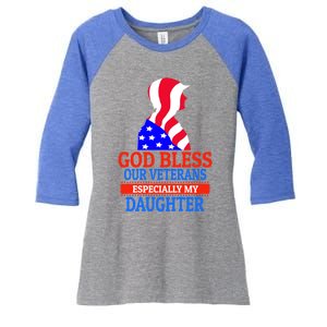 Veteran Daughter For Proud Dad Or Mom Meaningful Gift Women's Tri-Blend 3/4-Sleeve Raglan Shirt