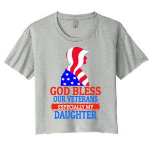 Veteran Daughter For Proud Dad Or Mom Meaningful Gift Women's Crop Top Tee