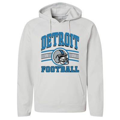 Vintage Detroit Football Performance Fleece Hoodie