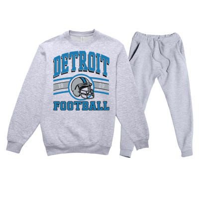 Vintage Detroit Football Premium Crewneck Sweatsuit Set