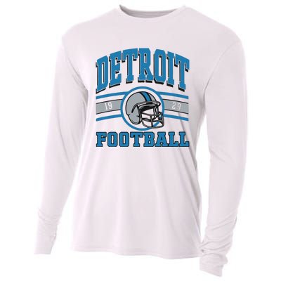 Vintage Detroit Football Cooling Performance Long Sleeve Crew