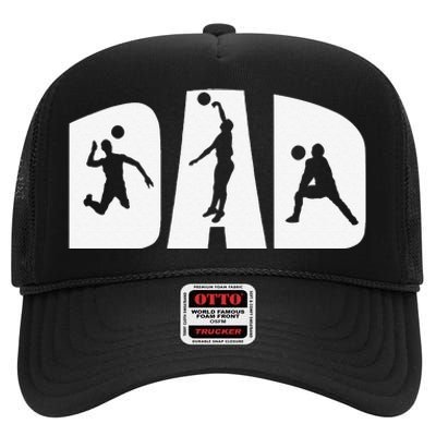 Volleyball Dad Father Beach Volleyball Player Father's Day High Crown Mesh Back Trucker Hat