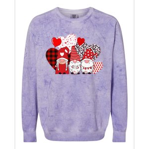 Valentines Day funny Cute Three Gnomes Holding Hearts Colorblast Crewneck Sweatshirt