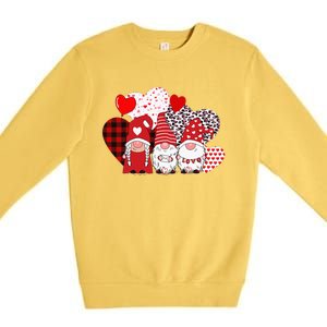 Valentines Day funny Cute Three Gnomes Holding Hearts Premium Crewneck Sweatshirt