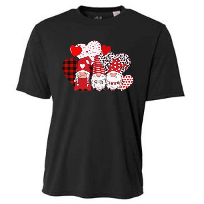 Valentines Day funny Cute Three Gnomes Holding Hearts Cooling Performance Crew T-Shirt