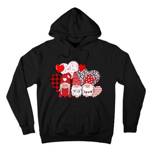 Valentines Day funny Cute Three Gnomes Holding Hearts Hoodie