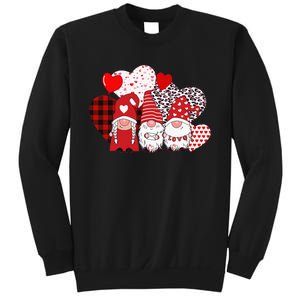 Valentines Day funny Cute Three Gnomes Holding Hearts Sweatshirt