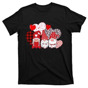 Valentines Day funny Cute Three Gnomes Holding Hearts T-Shirt