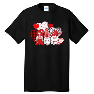 Valentines Day funny Cute Three Gnomes Holding Hearts Tall T-Shirt