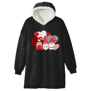 Valentines Day funny Cute Three Gnomes Holding Hearts Hooded Wearable Blanket