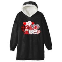 Valentines Day funny Cute Three Gnomes Holding Hearts Hooded Wearable Blanket