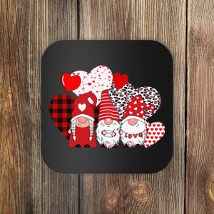 Valentines Day funny Cute Three Gnomes Holding Hearts Coaster