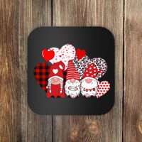 Valentines Day funny Cute Three Gnomes Holding Hearts Coaster