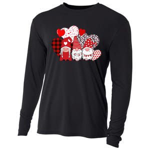 Valentines Day funny Cute Three Gnomes Holding Hearts Cooling Performance Long Sleeve Crew