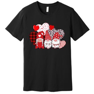 Valentines Day funny Cute Three Gnomes Holding Hearts Premium T-Shirt