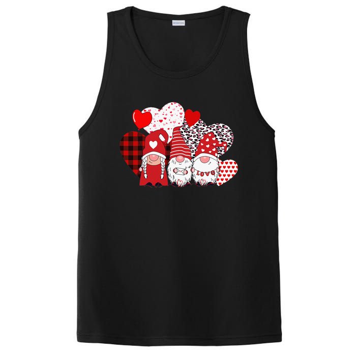 Valentines Day funny Cute Three Gnomes Holding Hearts PosiCharge Competitor Tank