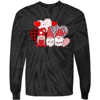 Valentines Day funny Cute Three Gnomes Holding Hearts Tie-Dye Long Sleeve Shirt