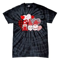 Valentines Day funny Cute Three Gnomes Holding Hearts Tie-Dye T-Shirt