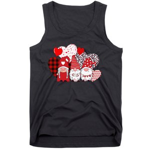 Valentines Day funny Cute Three Gnomes Holding Hearts Tank Top