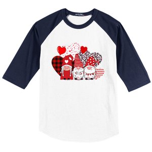 Valentines Day funny Cute Three Gnomes Holding Hearts Baseball Sleeve Shirt