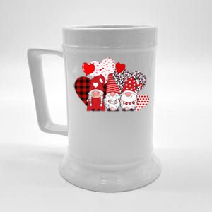 Valentines Day funny Cute Three Gnomes Holding Hearts Beer Stein