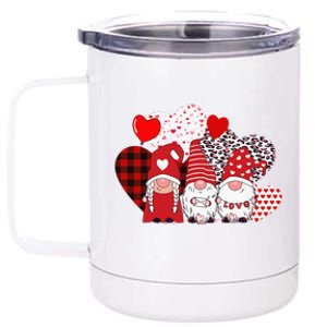 Valentines Day funny Cute Three Gnomes Holding Hearts 12 oz Stainless Steel Tumbler Cup