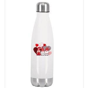 Valentines Day funny Cute Three Gnomes Holding Hearts Stainless Steel Insulated Water Bottle