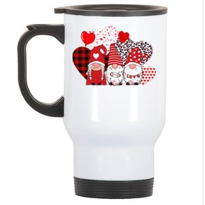 Valentines Day funny Cute Three Gnomes Holding Hearts Stainless Steel Travel Mug