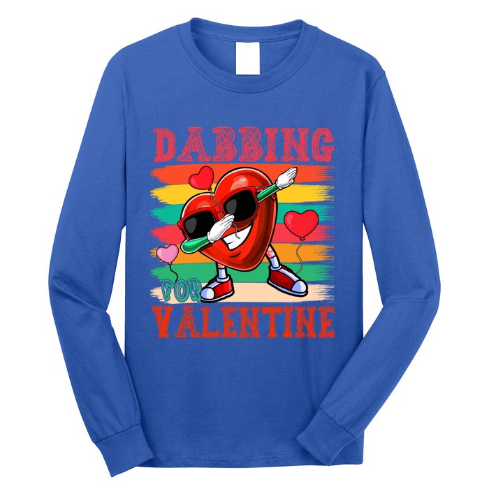 Vintage Dabbing For Valentine Funny Dabbing Heart Sunglasses Gift Long Sleeve Shirt