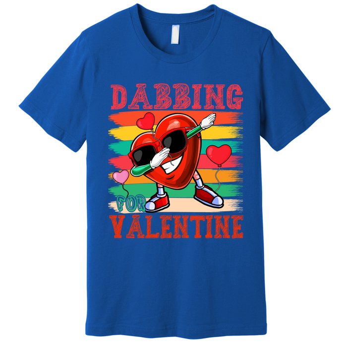 Vintage Dabbing For Valentine Funny Dabbing Heart Sunglasses Gift Premium T-Shirt